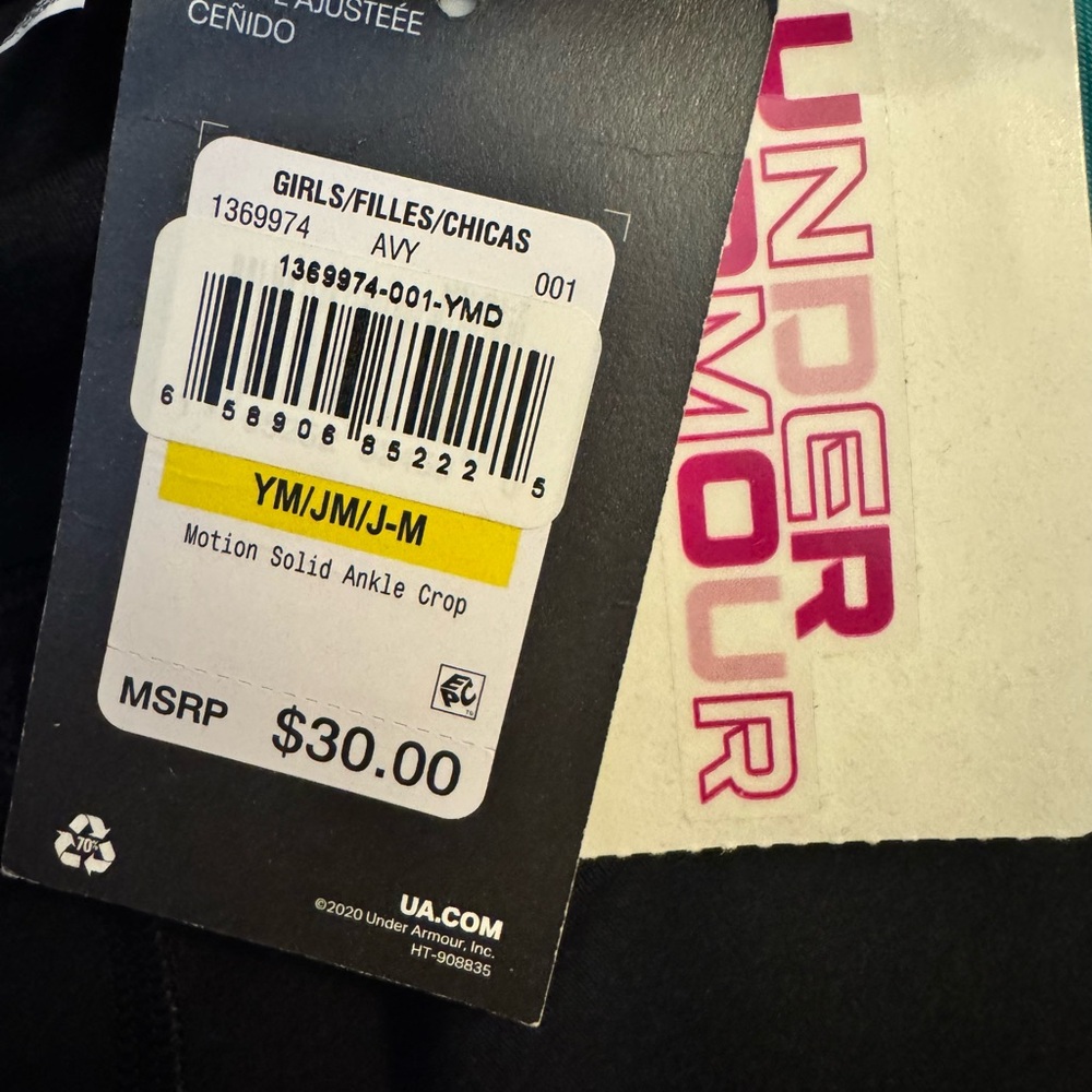 Under Armour Girls Motion Solid Ankle Leggings – Size Medium – Black - Picture 4 of 4